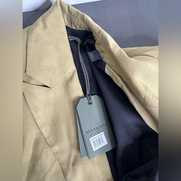 All Saints Yolanda Lyn Linen Blend Blazer Light Khaki Brown - Picture 7 of 14